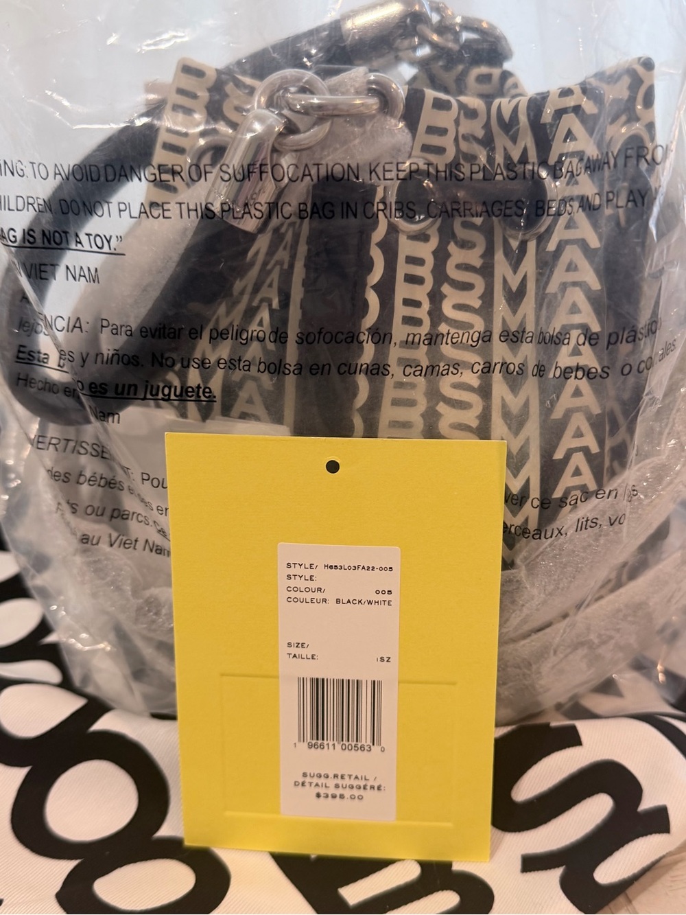 Marc Jacobs Black and White Logo Mini Bucket Bag - Picture 5 of 8